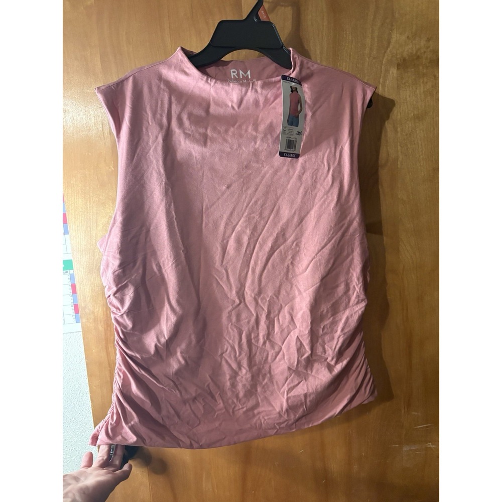 RM Rebecca Minkoff Pink Ruched Side Knit Stretch Tank Top XXL 7190